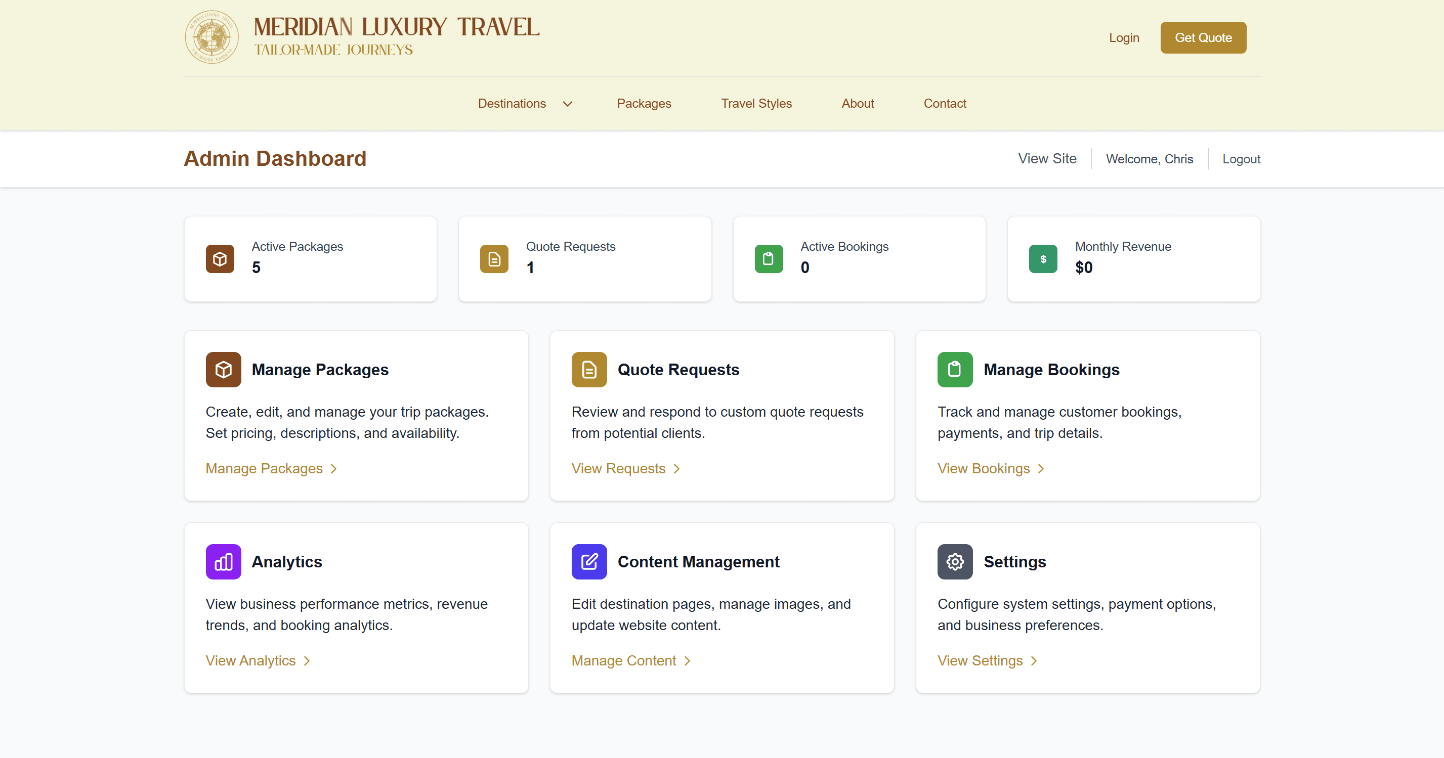 Meridian Travel Mobile Experience
